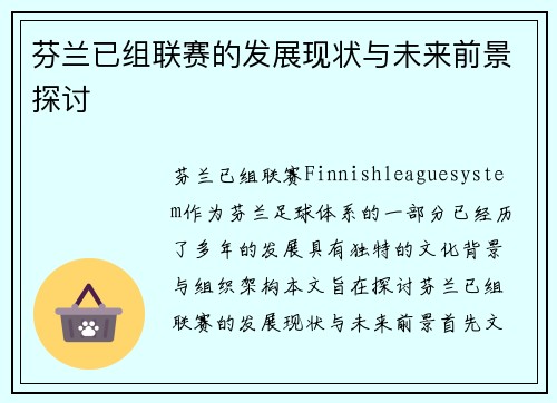 芬兰已组联赛的发展现状与未来前景探讨